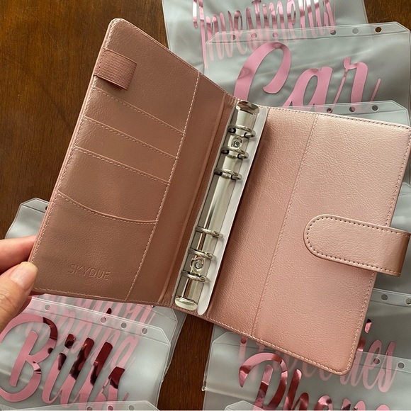 Rose Gold Cash Envelope Binder Wallet Budgeting System New - Picture 3 of 5